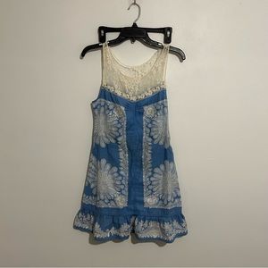 Vintage Blue cottage core lace free people dress size 2 y2k